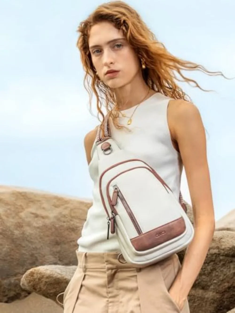 Vintage Faux Leather Crossbody Sling Bag Backpack for Women Men